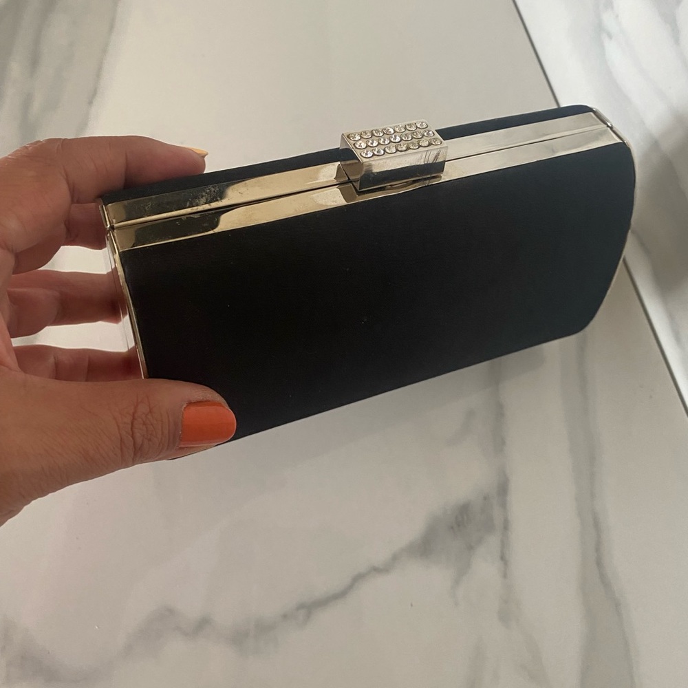 Lulu Townsend satin dress clutch bag rhinestone accent clasp Evening Event NWT